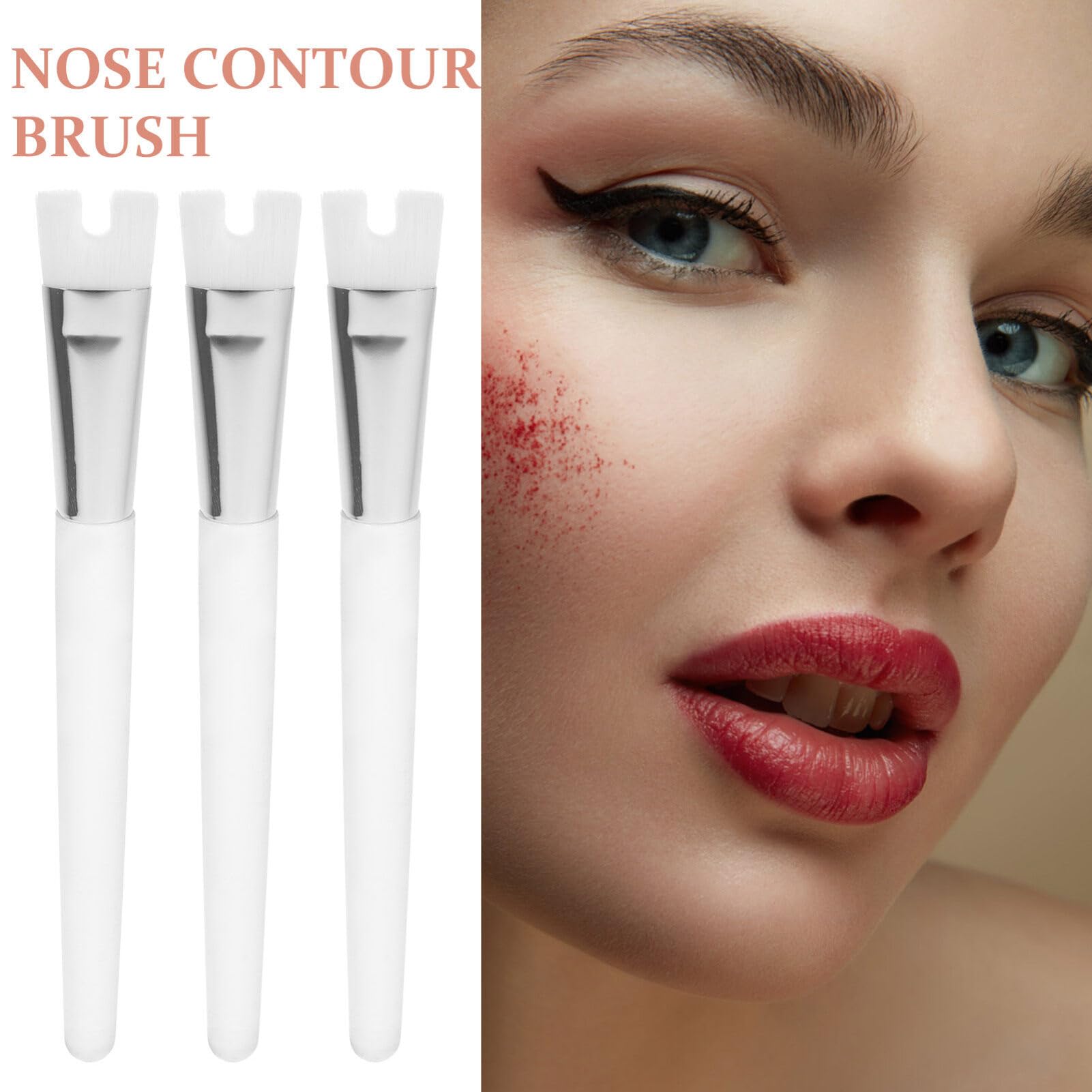 FOMIYES 3pcs Nose Contour Brush U Shaped Makeup Brush Precision Sculpting Nose Brush for Contouring