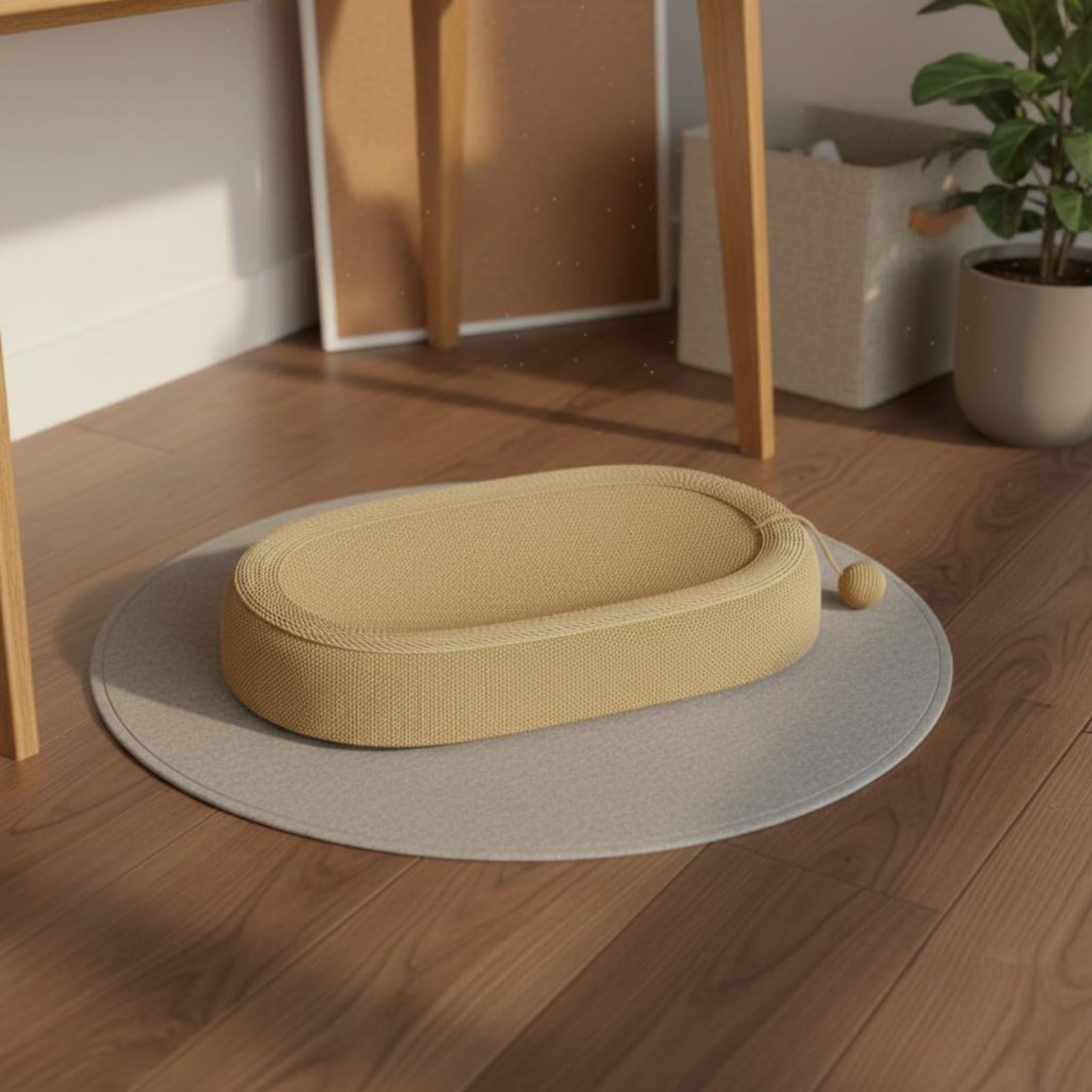 Tavoletta Tiragraffi Gatto Tappetino Letto Cuccia Nido in Sisal Compatto Senza Detriti con Palla Sospesa per Attività Adatta per Appartamento Famiglia