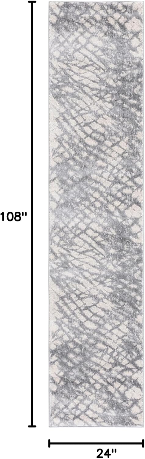 SAFAVIEH Jasper Collection Runner Rug - 2' x 9', Grey & Ivory, Modern Abstract Design, Non-Shedding & Easy Care, Ideal for High Traffic Areas in Living Room, Bedroom (JSP133F)