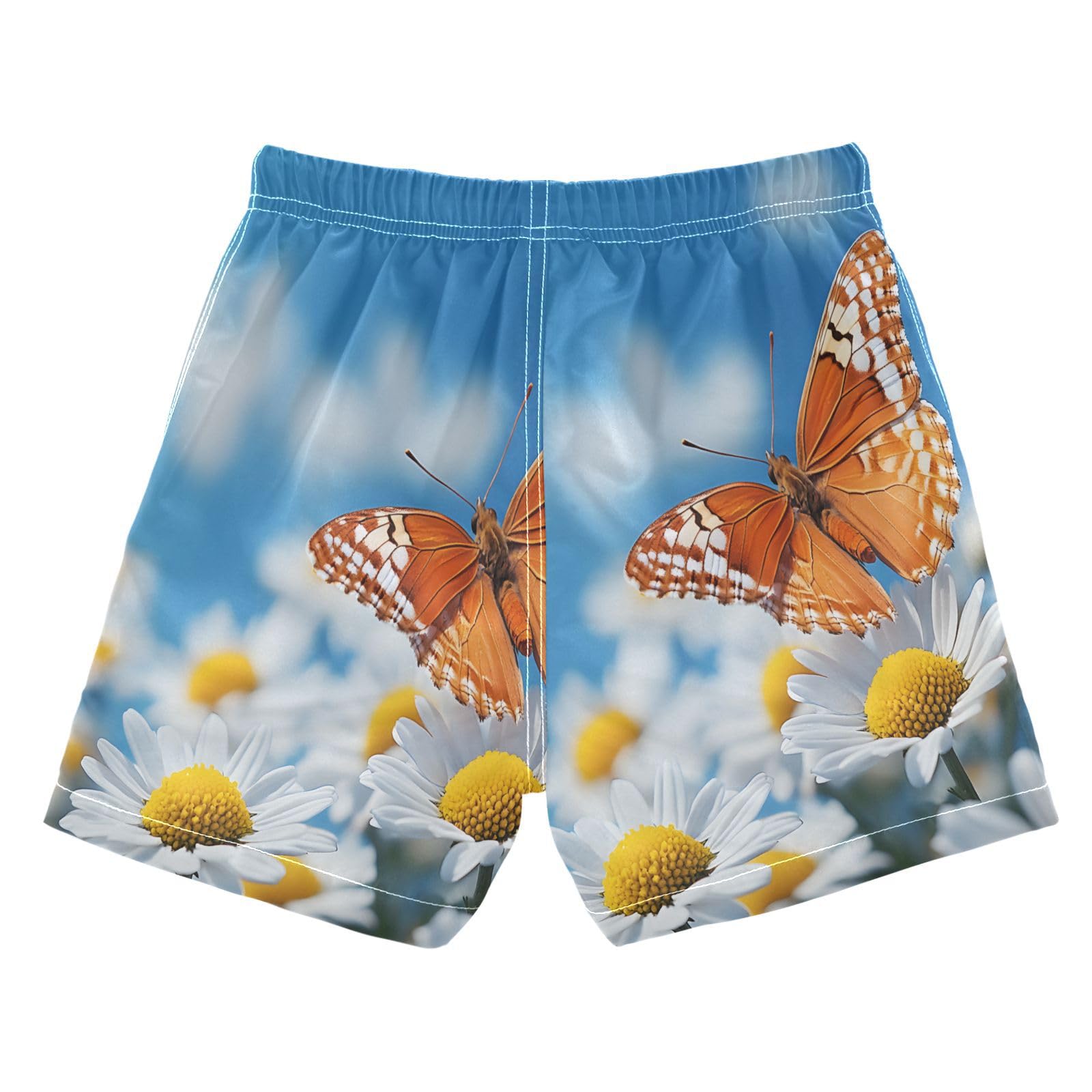 Boys Swim Trunks Toddler Swim Shorts Little Boys Swimwear Orange Butterfly Daisy Bathing Suit Swimsuit