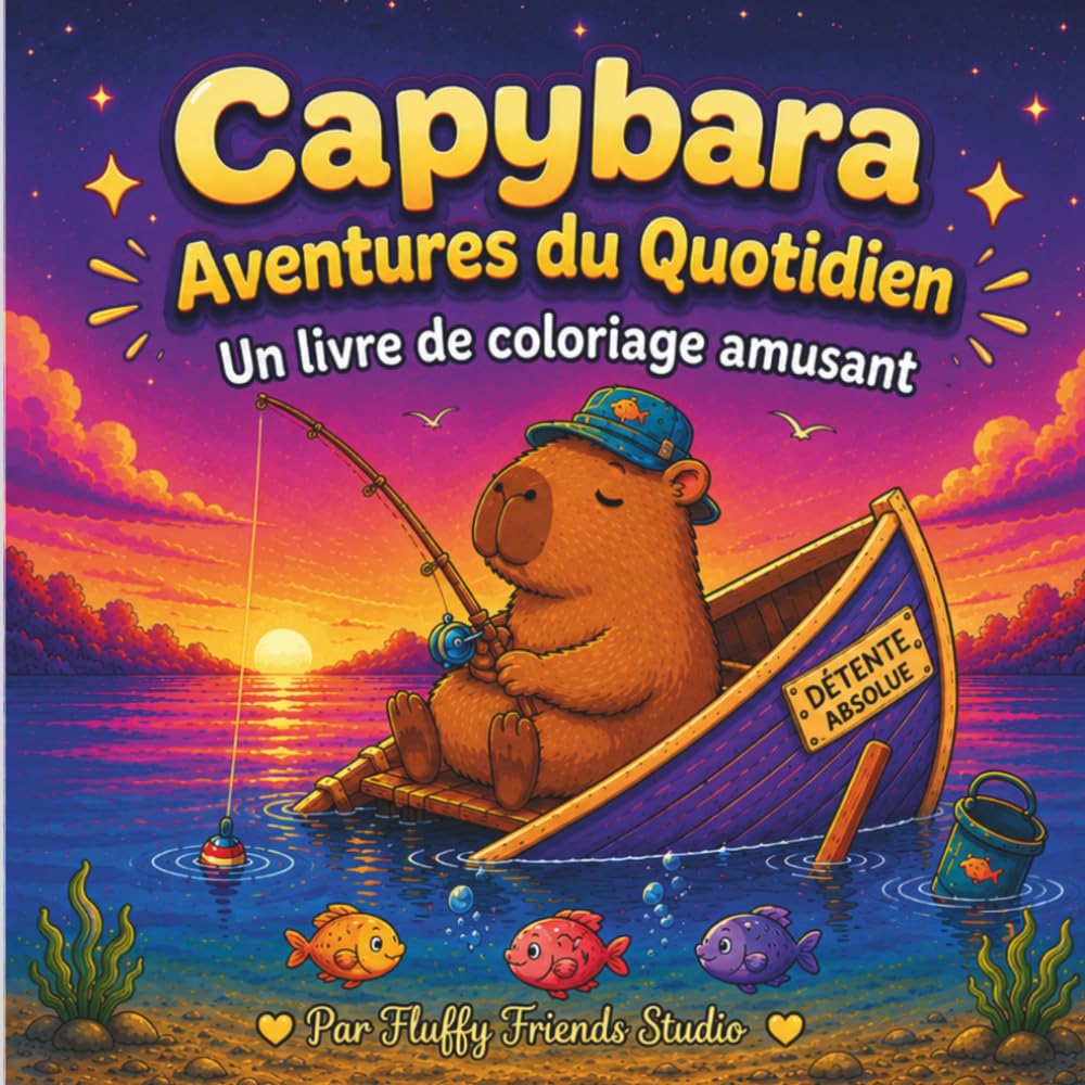 Capybara Aventures du Quotidien: Un livre de coloriage amusant et relaxant pour enfants, adolescents et adultes | Adorables capybaras, scènes cosy et moments anti-stress