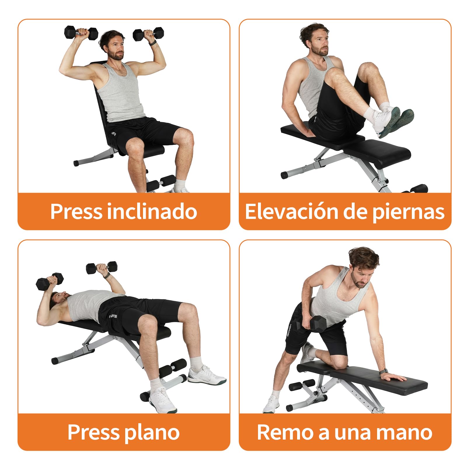 Banco de Pesas Ajustable con Pasador Rápido ALLINLIFE 200KG Plegable – Banco Musculación Multifunción con 13 Posiciones, Respaldo Regulable en 7 Niveles para Entrenamiento en Casa