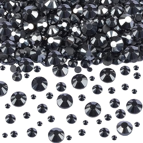 Miniatura 5 de FYGEM 8000 unidades de 5 tamaños de lentes termoadhesivos de hierro con parte trasera plana de diamantes de imitación para proyectos de bricolaje