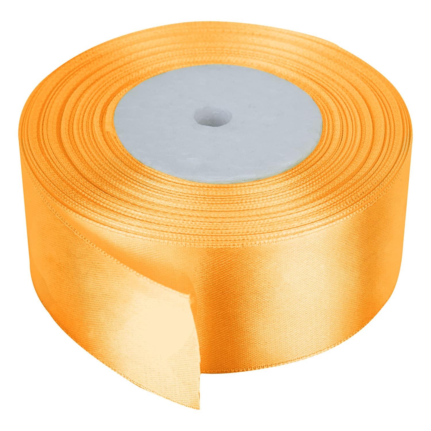 Trimming Shop Tangerine Orange Ribbon Roll - 50mm x 25 Metres - Double Sided Satin Brightly Coloured - 100% Polyester - for Gift Wrapping, Decorating, Arts and Craft - Machine Washable