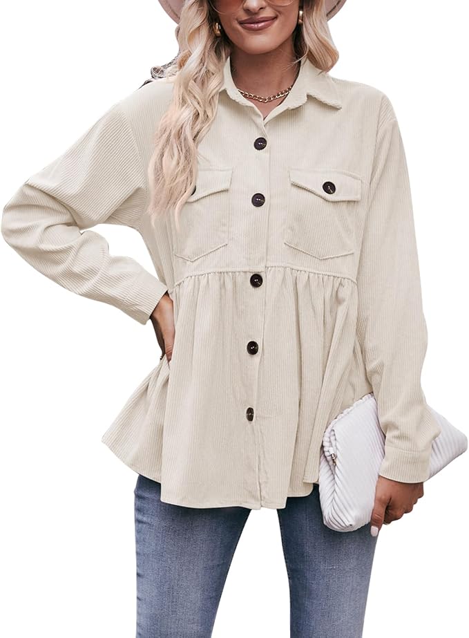 Womens Corduroy Long Sleeve Blouse