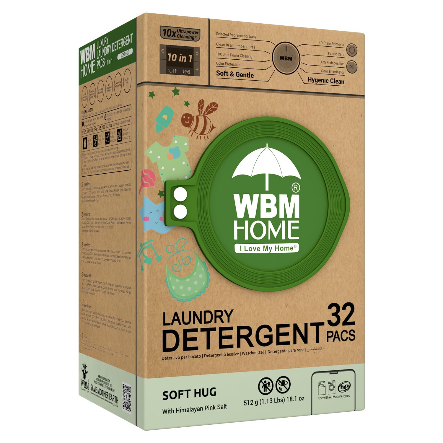Sponsored Ad - WBM Baby Care Laundry Detergent Pods, 32 Count | Laundry Pods Specially Designed For Clothes | Soft Hug Fragrance With 10x Ultra Power Cleaning