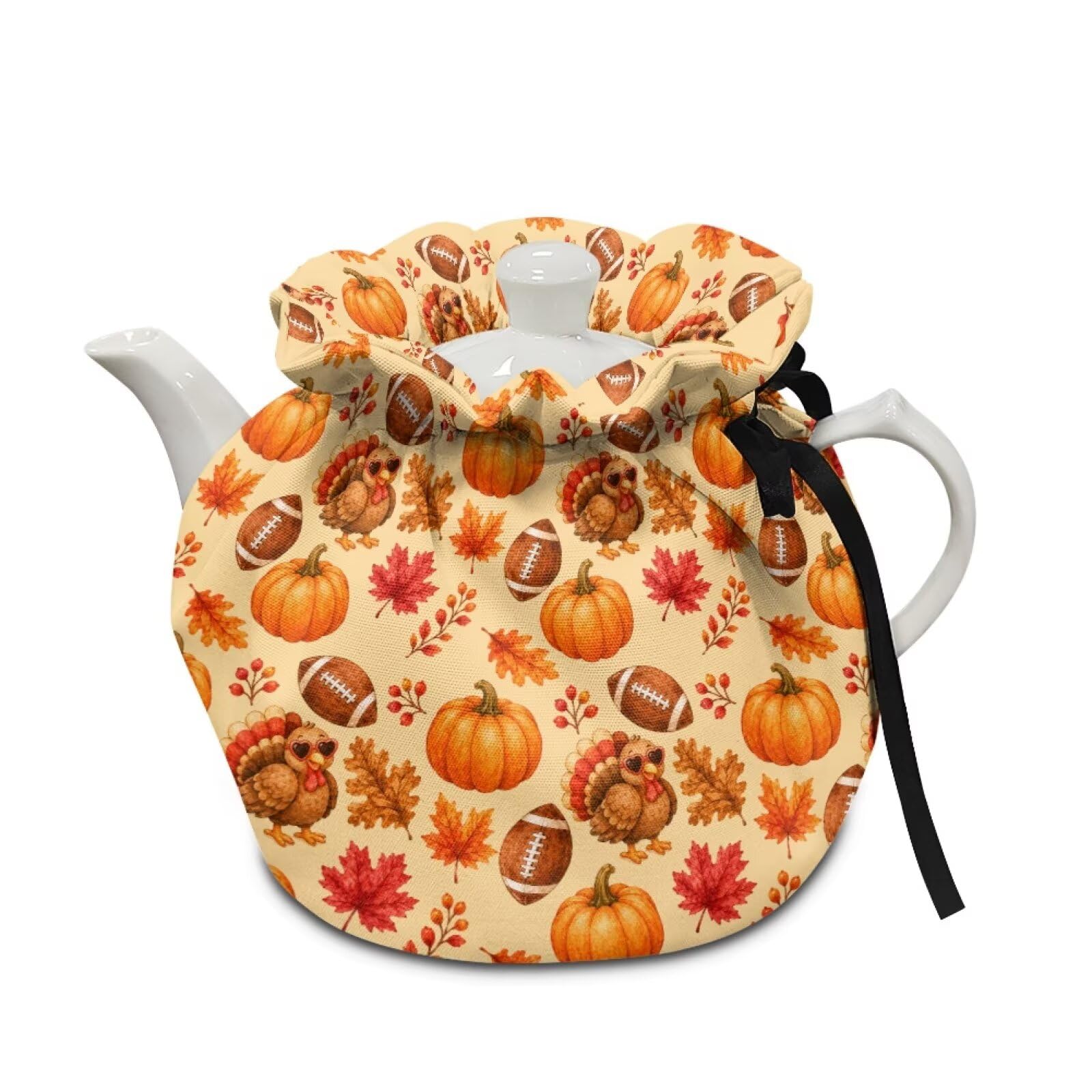 Fall Tea Cozy Cover Insulated Dust Cover for Teapot Pumpkin Tea Pot Covers for Keeping Warm Kettle Protector Covers Washable Portable Party Decoration