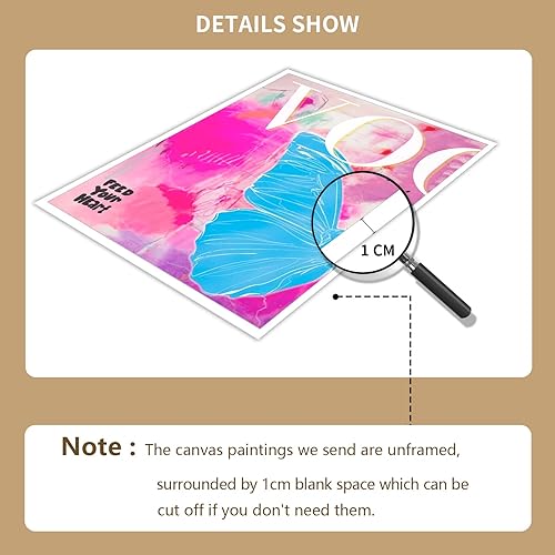 Miniatura 3 de TACRIG 2 piezas de arte de pared en lienzo de mariposa azul de moda preppy - Pósteres de imágenes de moda rosa para dormitorio de niñas - Decoración