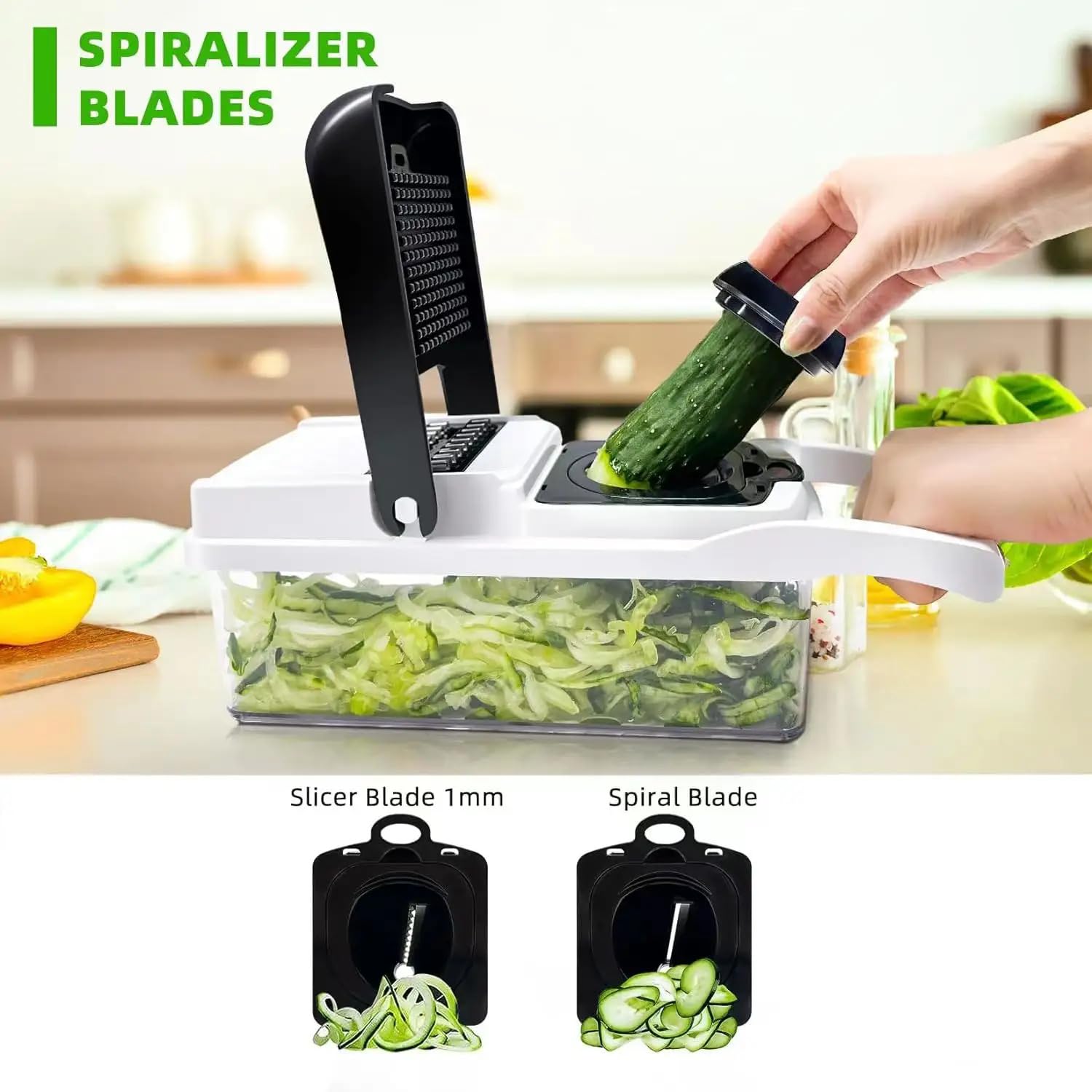 Infinite Cortador de frutas y verduras 26 en 1, picador, rebanador, cortador de alimentos, mandolina para verduras, cebolla, ensalada de frutas, patatas (utensilio de cocina y esencial)