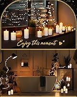 Vista 4 de VIHOSE White Flameless Candles Set Flickering LED Flameless Candles with Remote and Timer Flat Top Battery Operated Candle for Wedding Outdoor Home
