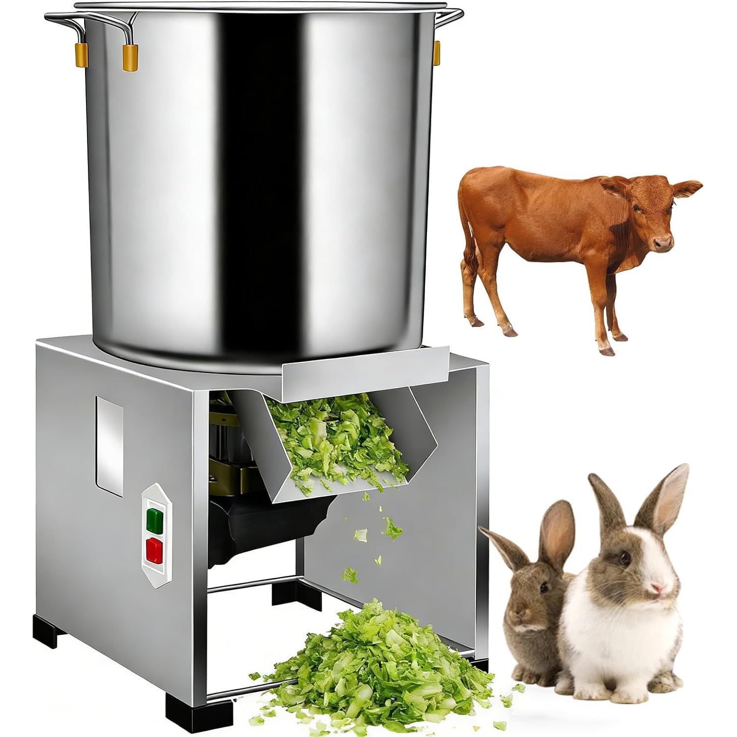 Broyeur pour volailles, trancheuse à légumes Commerciale 1800 W, broyeur Robuste en Acier Inoxydable, Grand Orifice d'alimentation, débit de 50 à 120 kg/h.