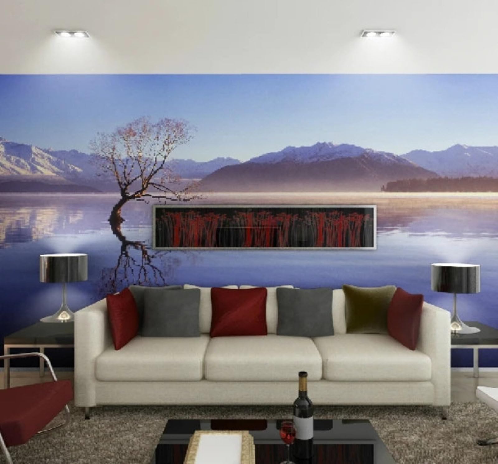 Wallpaper-3D-Xlm 250Cm×170Cm(B×H) Beautiful Three Dimensional Landscape Lakes And Scenery 3D Wallpaper Easy Install Feature Office Living Room Sofa Bedroom Tv Background Wall Decoration-250Cm×170Cm
