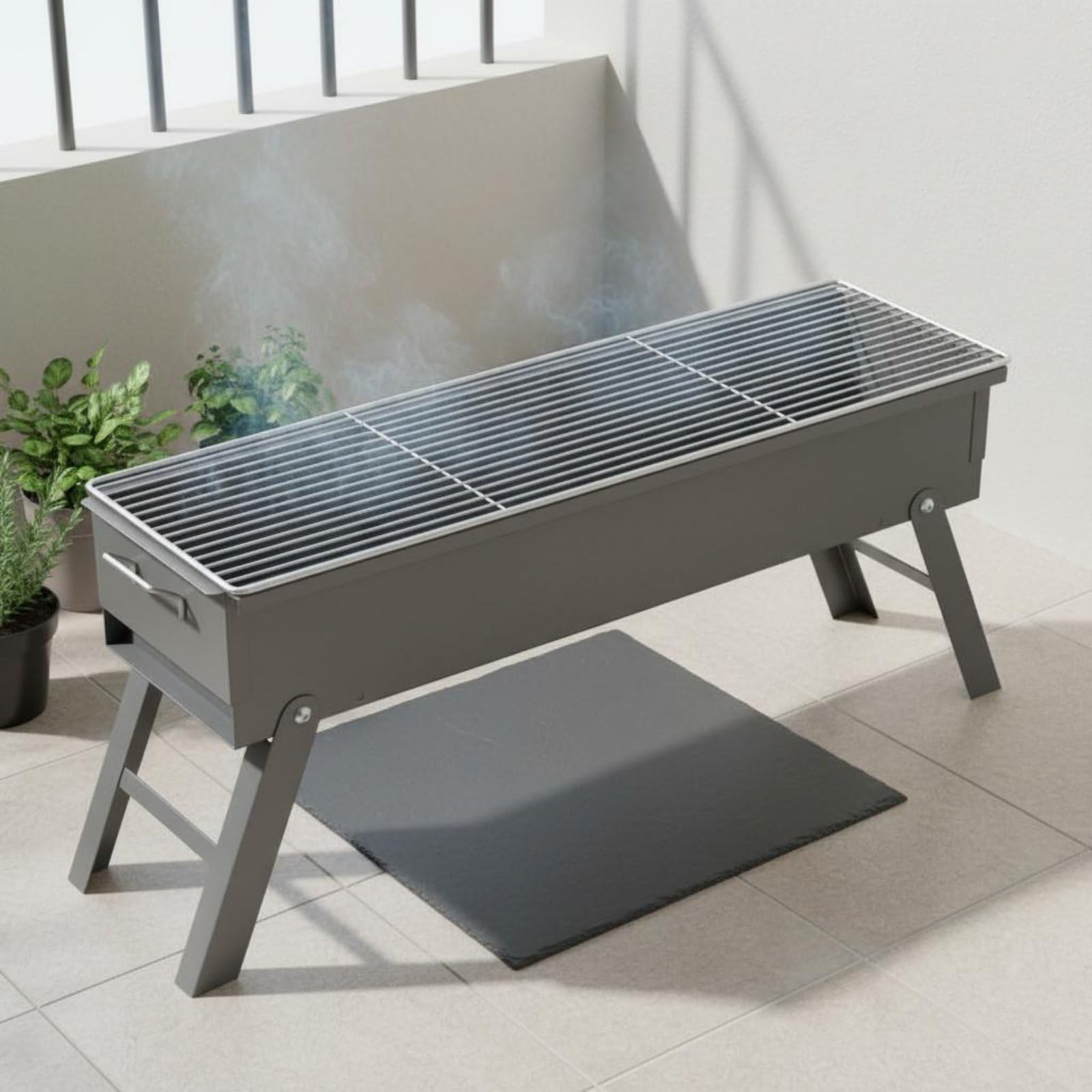 Baoblaze Barbecue a Carbone Portatile Griglia da Esterno Graticola Braciere in Acciaio Lega Spessa Design Pieghevole con Maniglie Trasporto Semplice, style to 2
