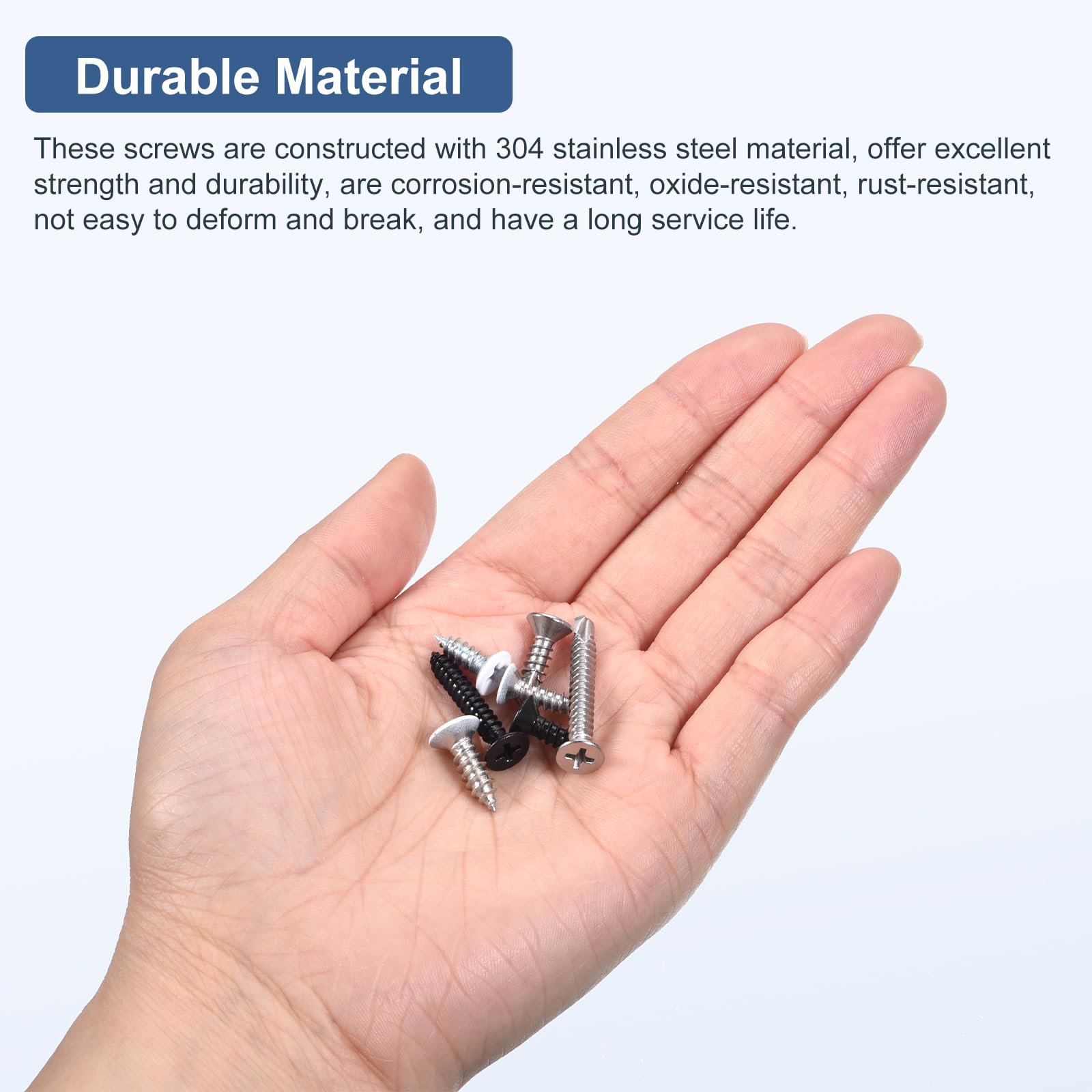 DTGN 100Pcs Wood Screws Assortment Kit, 304 Stainless Steel M4x16mm/ M4x20mm Phillips Flat Head Self Tapping Screws - Image 4