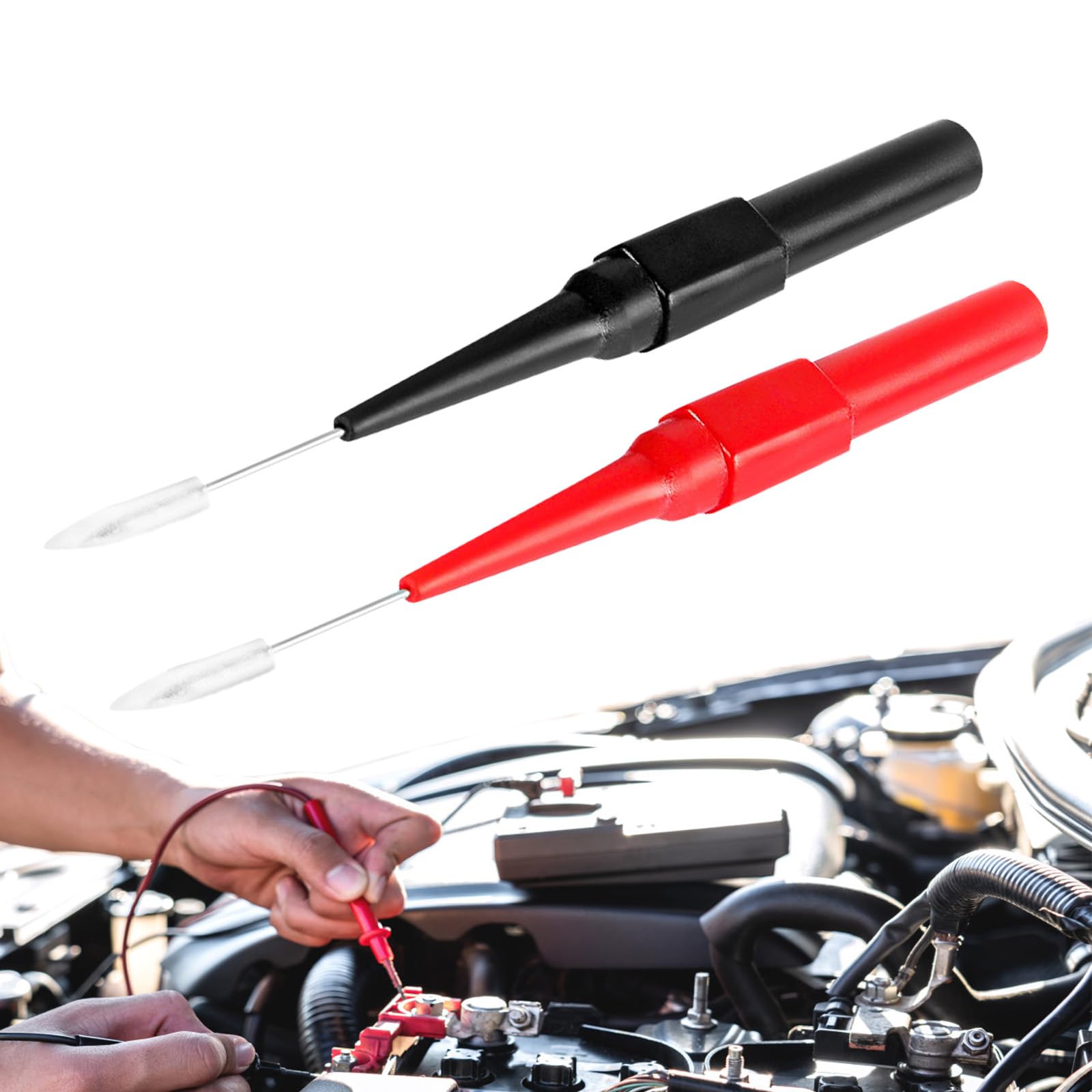 Multimeter Test Probe,0.7mm Stainless Steel Back Probe Pins Piercing Needle Probe - 2 Test Tips, Diagnostic, Test & Measurement Tools for Banana Socket Plug, Car Tester