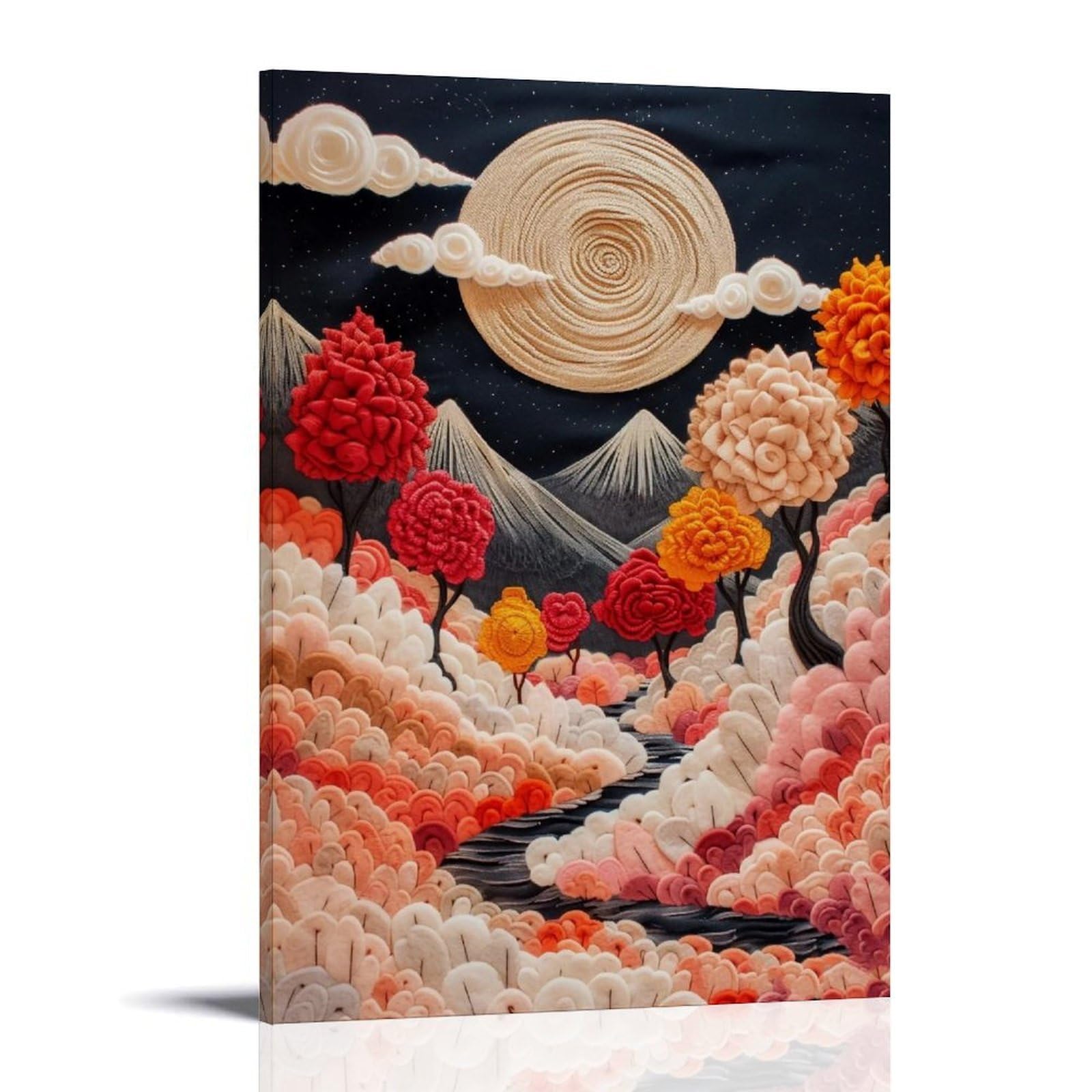 Hueryryhy Frame-Style 24X36inch Wool Knit Autumn Valley Moon 04 Poster Wall Art Canvas Vintage Aesthetic Painting Decor For Rooms 24X36inch Frame-Style