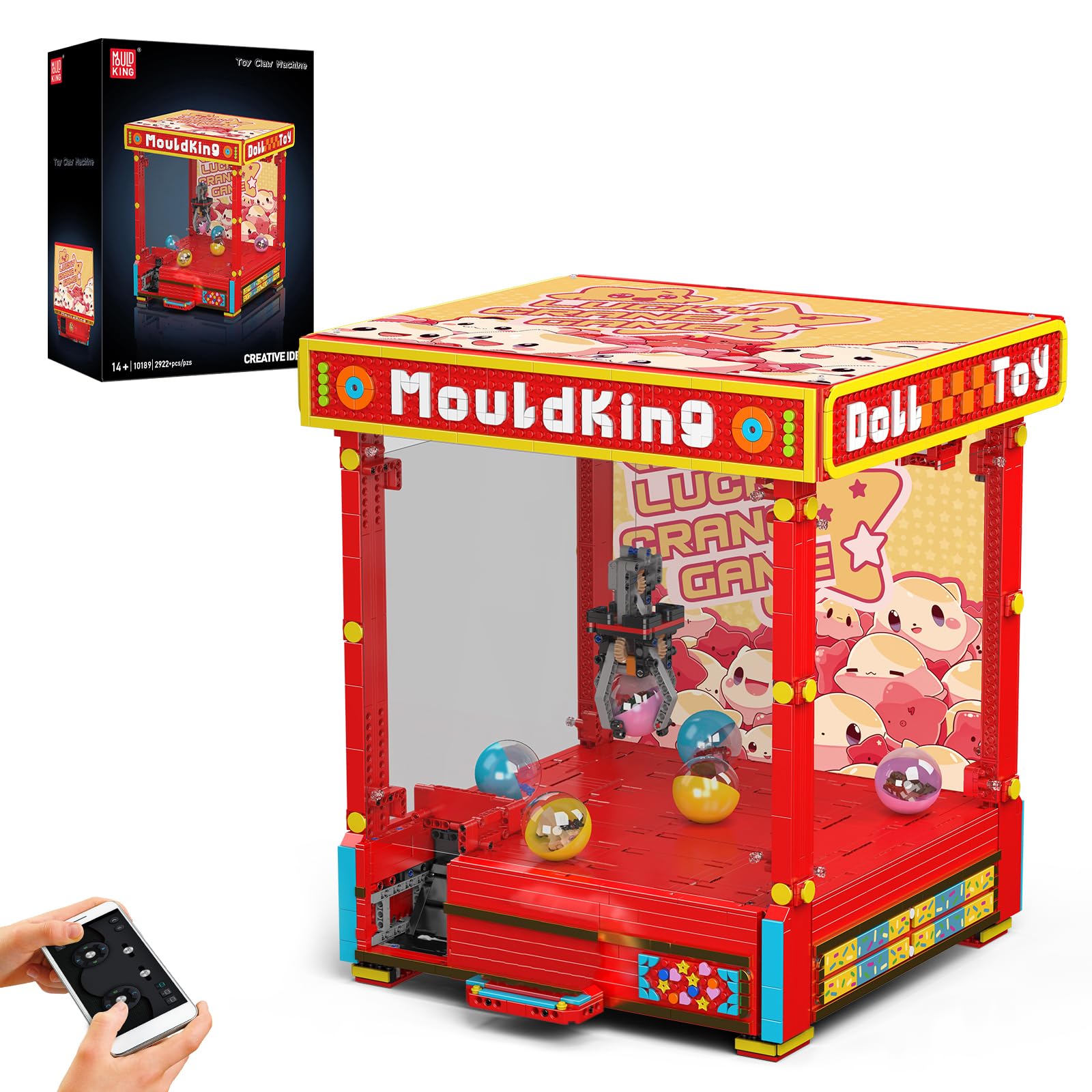 Mould King 10189 Greifmaschinen Baustein Spielzeugset APP ferngesteuert Greifautomat Greifer Spielautomat MOC Technik Klemmbausteine Bausatz Automatischer Verkaufsautomat elektronisches Arcade-Spiel