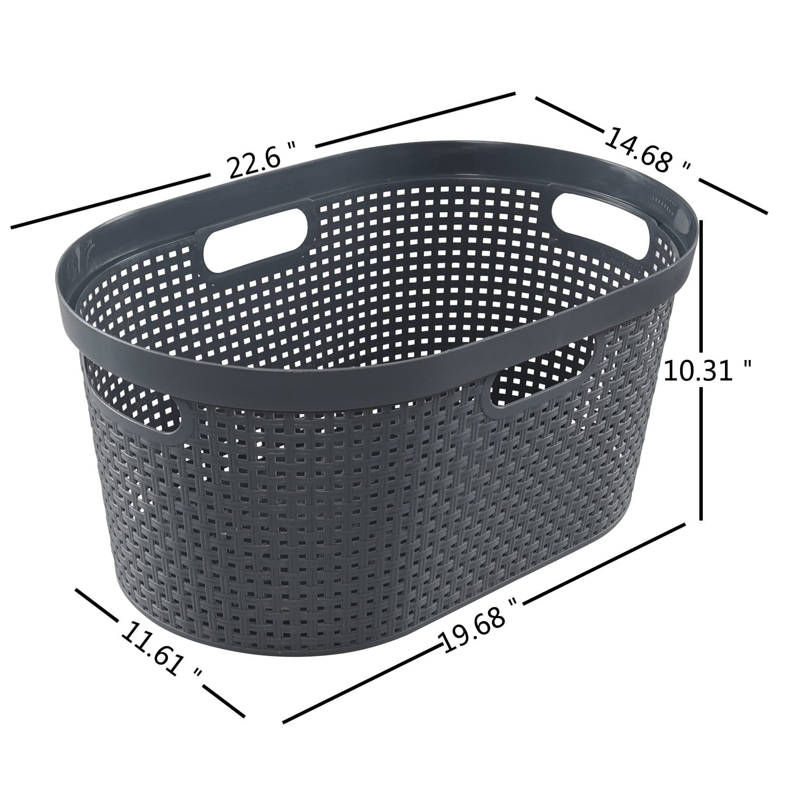 Drephia 4-Pack 40 L Plastic Laundry Hamper, Large Laundry Basket with Cutout Handles, Gray