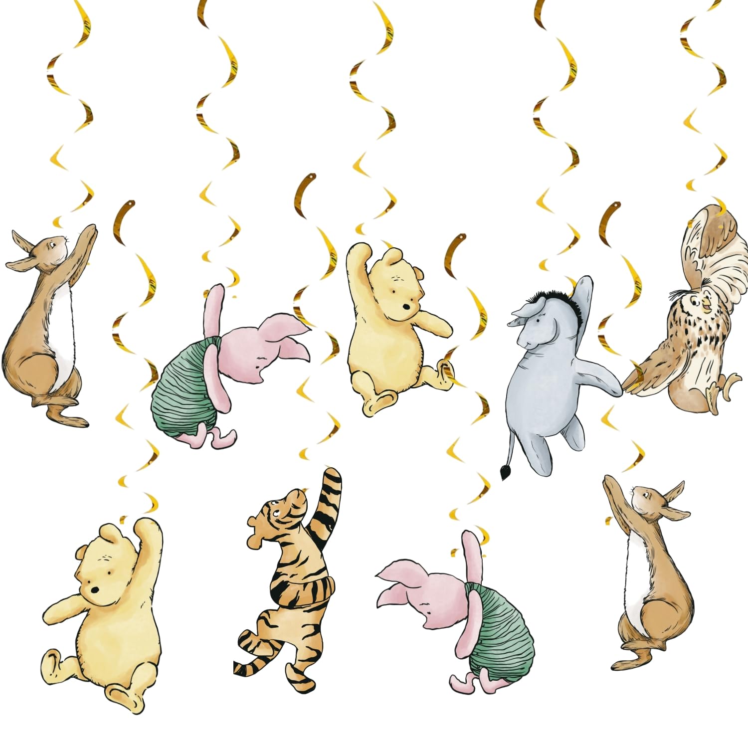 Photo 1 of 18Pcs Winnie Baby Shower Decorations Classic Pooh Hanging Decorations Swirls for Birthday Supplies Oh Baby Party Deocration