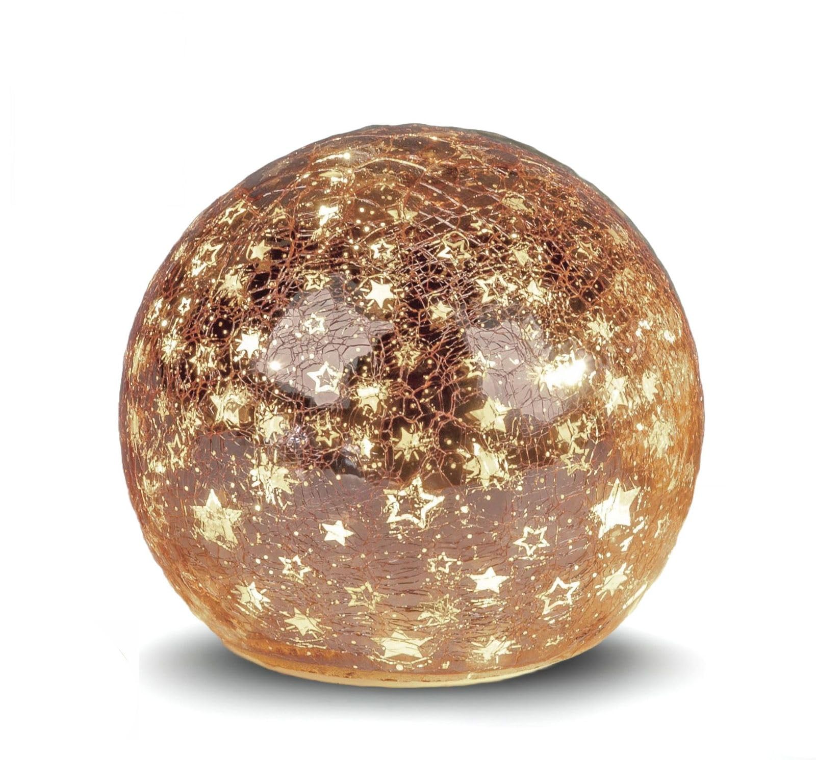 formano LED Deko-Kugel Sterne Rose-Gold 12cm Glaskugel mit Timer