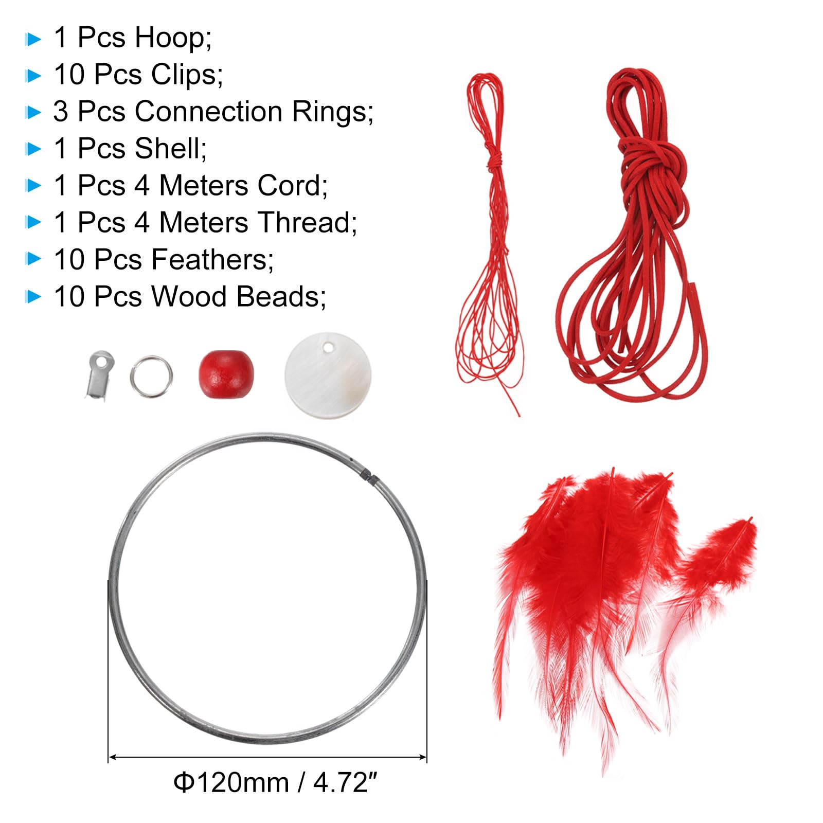 PATIKIL DIY Dream Catcher Kit, Making Dream Catcher Supplies Wall Hanging Handmade Dream Catcher Kits for Beginner Style 3, Red - Image 2
