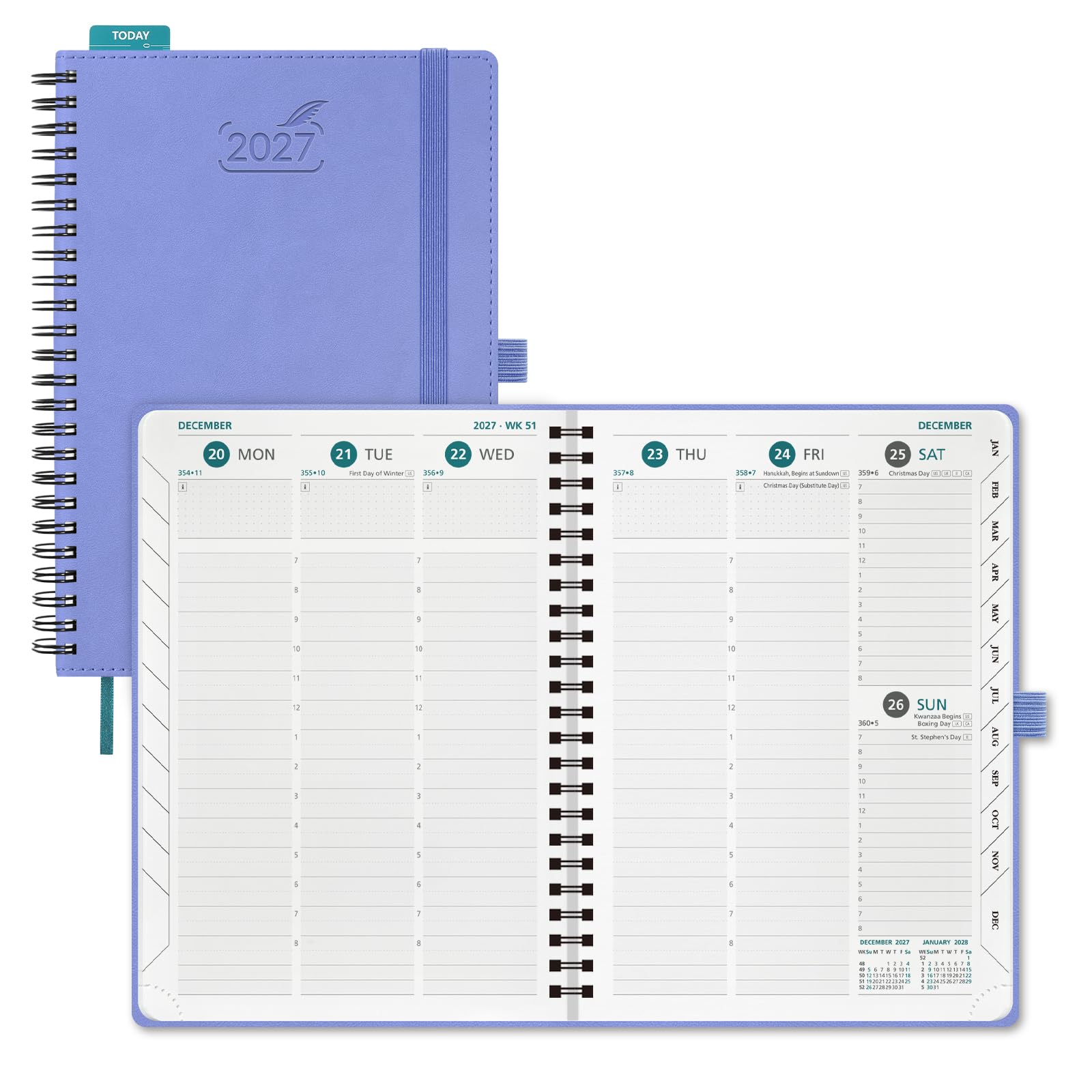 BEZEND 2027 Diary A5 Week to View with Vertical Timeslots Spiral Softcover — image 1