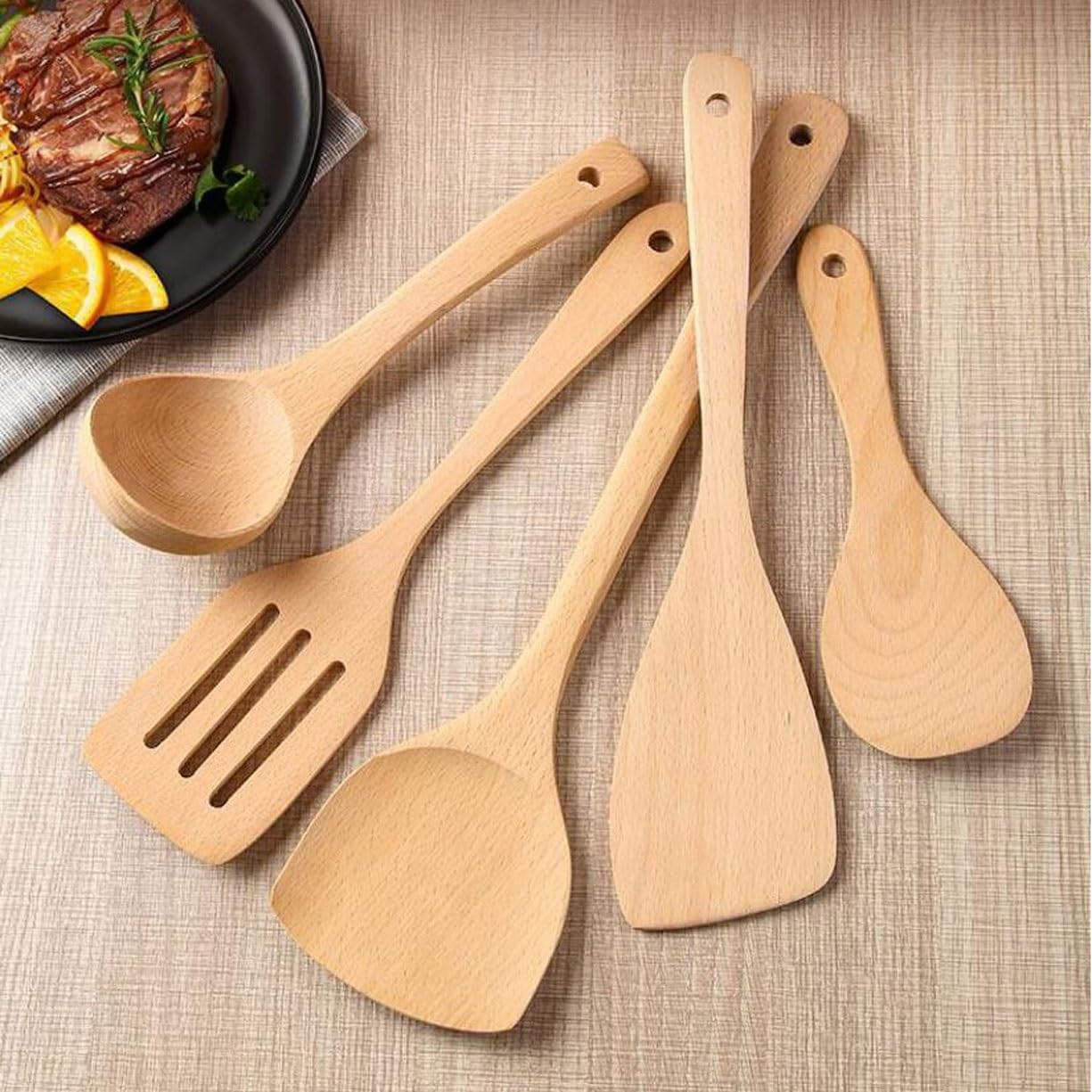 Holz Kochlöffel Spatel Kochutensilien Küche Kochgeschirr Gadgets 4 Stück Sets