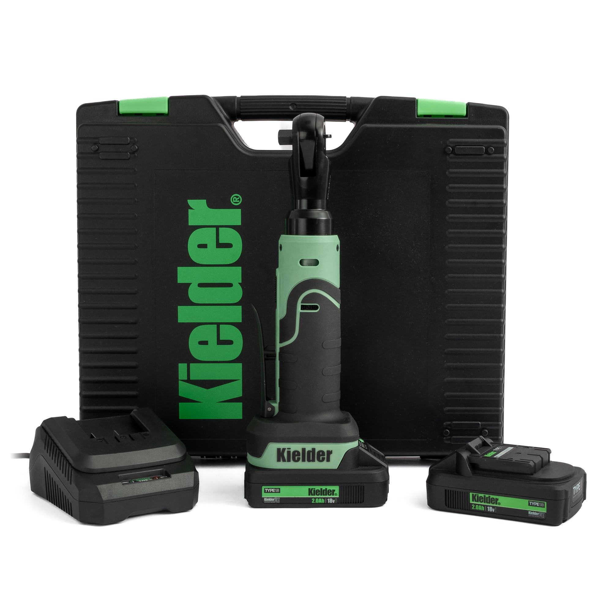 Kielder Kwt-010-12 18V Li-Ion Cordless 3/8" Ratchet Kit, 2 X 2.0Ah Li-Ion Type18 Battery, Charger & Case