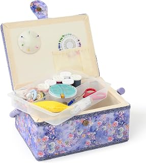 Medium Sewing Basket with Accessories, Sewing Supplies Storage (Baby Blue)