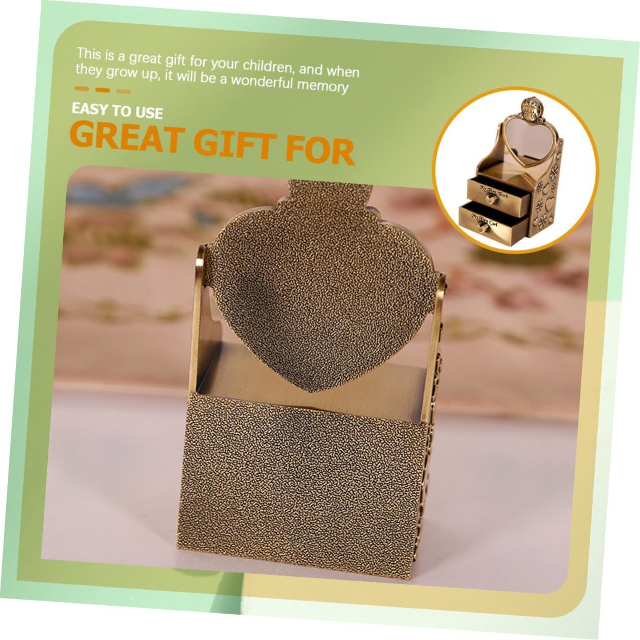 Metal Tooth and Hair Keepsake Box Vintage Alloy First Tooth Storage Case for Newborns Commemorative with Design