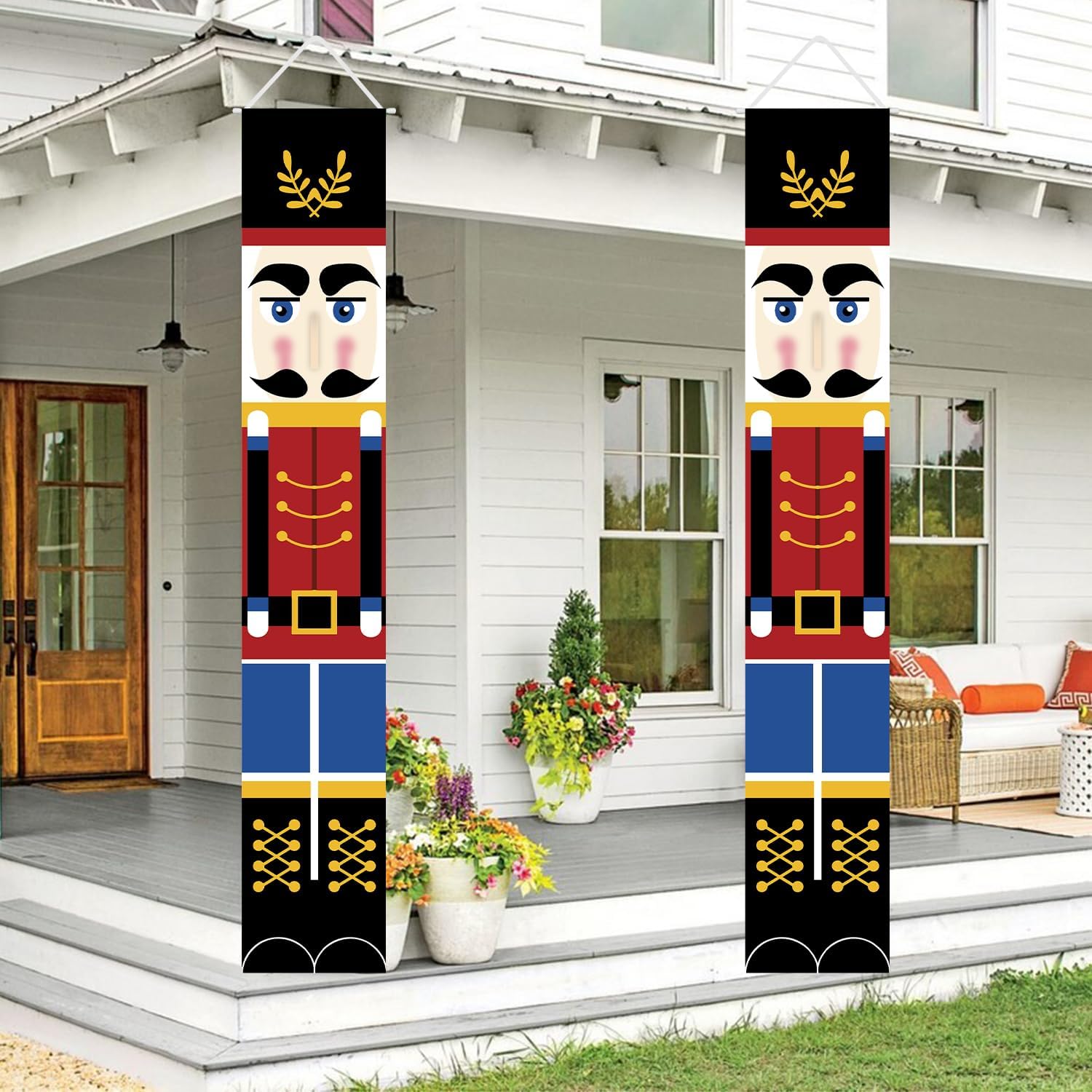 Christmas Decorations Nutcracker Soldier Banner Xmas Porch Front Door Sign Welcome Banner for Wall Home Party Decor Christmas Decorations Indoor Outdoor