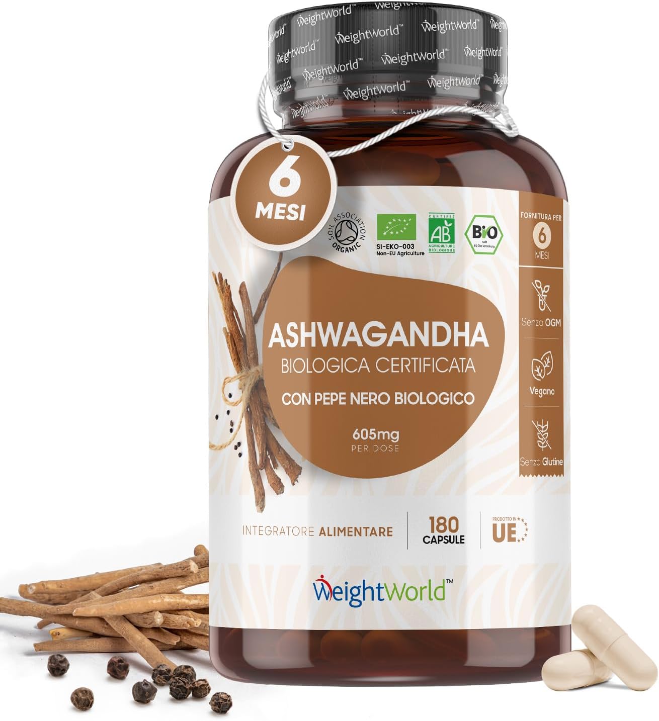 Ashwagandha Bio, 180 Capsule, Alto Dosaggio 1980mg, Ashwagandha Bio Da Polvere Di Ashwagandha - Foto 11