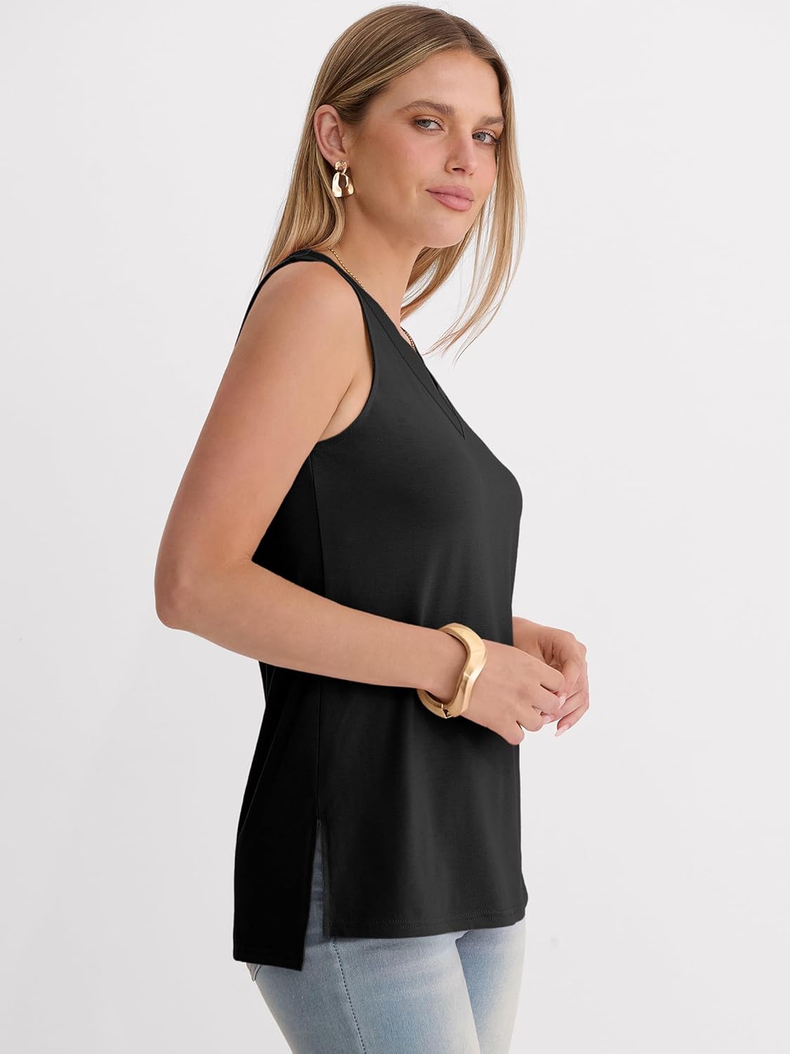 ANRABESS Tank Tops for Women Summer V Neck Sleeveless Basic Tee Casual Loose Fit Shirts 2026 Spring Beach Vacation Clothes - Image 5