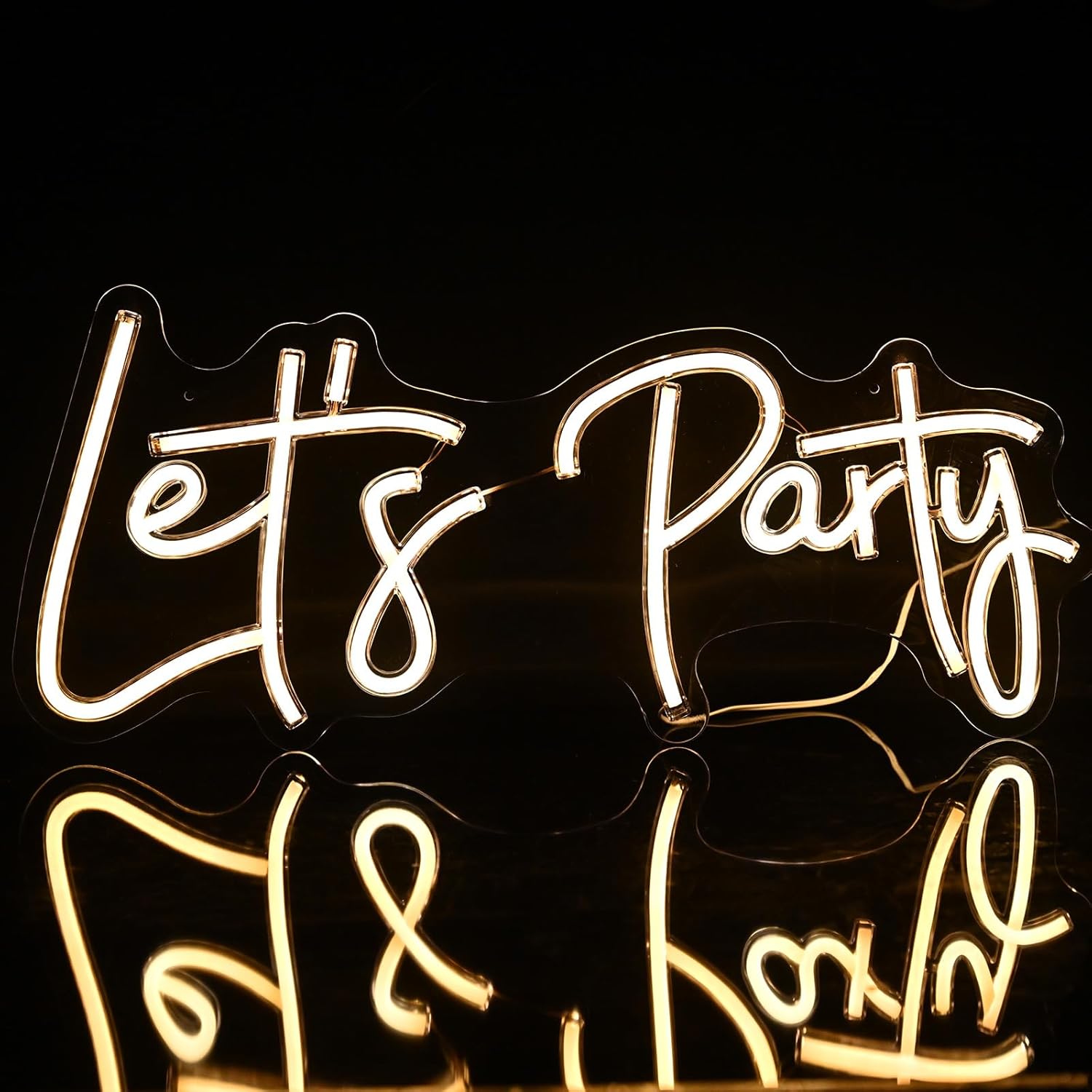Let's Party Neon Signs, Neon Light Sign for Wall Decor 20 x 9Inches Large LED Neon Sign Art Decorative Lights for Wedding Party Home Bar Store Festival, Warm White
