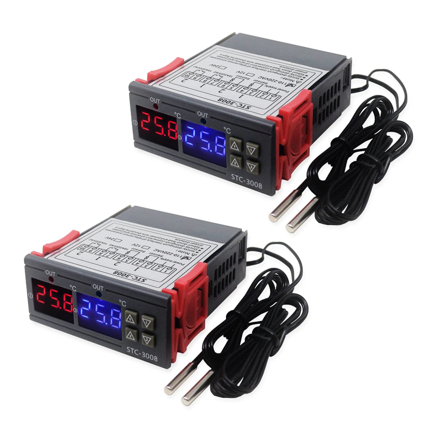 Jnchdghwa 2X -3008 Dual Digital Incubator Thermostat Display Temperature Controller 12V