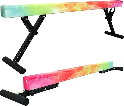 Miniatura 19 de Viga de equilibrio ajustable para niños, haz de gimnasia de 8 pies de todos los niveles de gimnasia, vigas de piso alto y bajo, altura ajustable