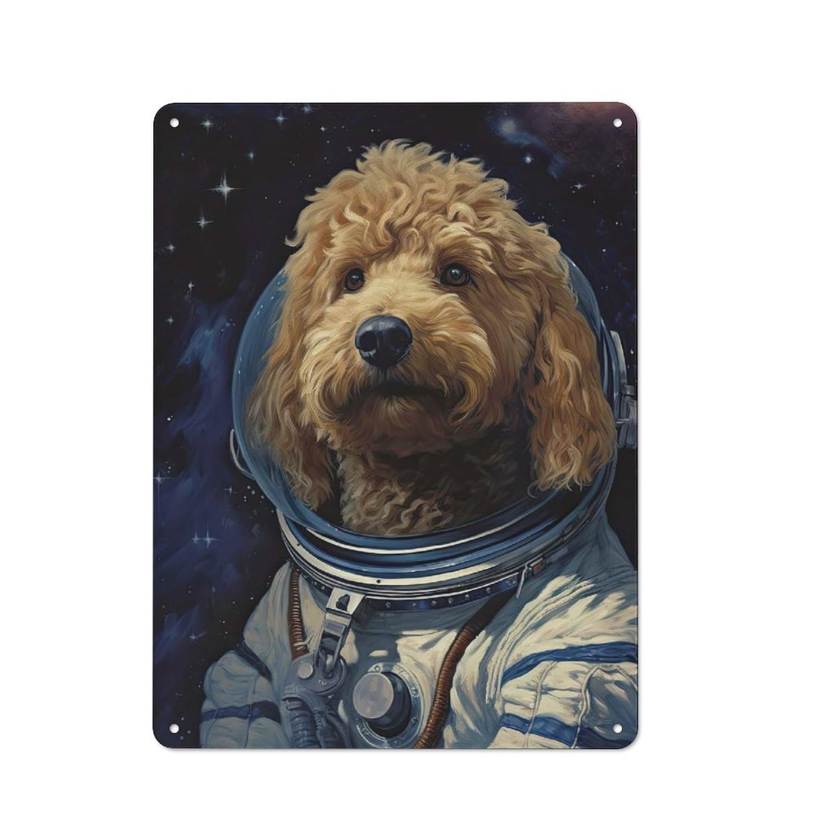 Junmoney Style Goldendoodle The Astronaut Rustic Tin Sign 40X30cm, Vintage Porch Wall Decor For Conservatory, Home Bar Or Utility Room