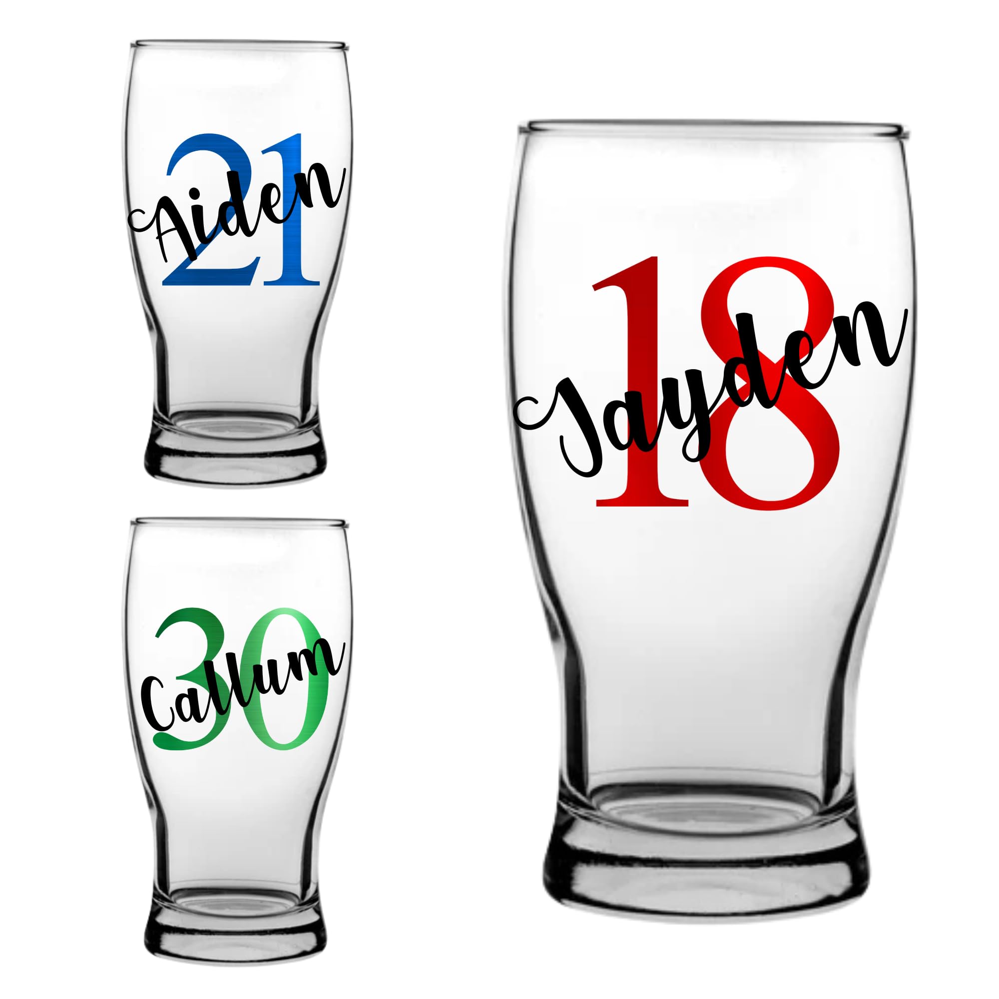 Personalised Birthday Pint Glass Lager Beer Cider Gifts for Him Her Girl Boy Men Women Bestie Glass 18th 21st 30th 40th 50th 60th 70th 80th Any Age Party Present Keepsake Milestone Idea