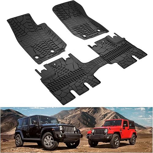 KIWI MASTER Alfombrillas para Jeep Wrangler JK 2014-2018 de 4 puertas, repuesto OEM 82213860 para todo tipo de clima, alfombrilla delantera y