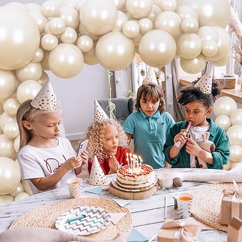 Miniatura 6 de Guirnalda de globos blancos perlados, globos de doble relleno, color blanco perla, beige, 18/12/10/5 pulgadas, diferentes tamaños para baby shower,