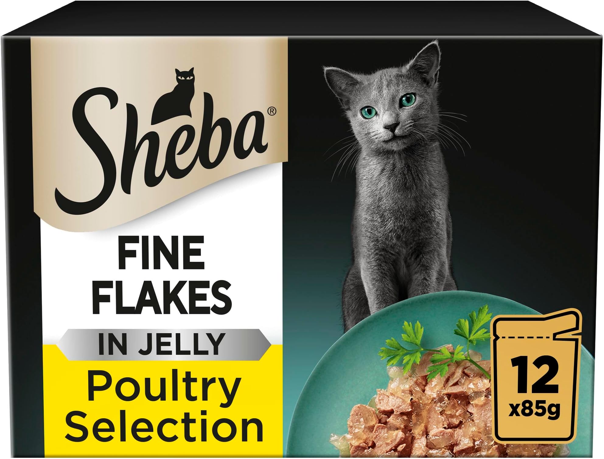 Fine Flakes Wet Cat Food with Poultry in Jelly 85 g (Pack of 12)