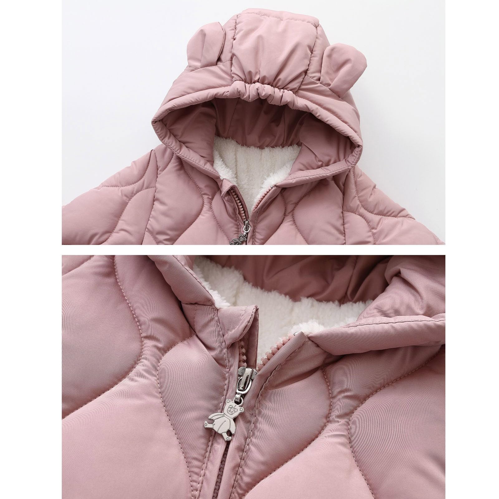 Mono de Nieve para Niños Pelele Bebé con Chalecos Desmontables Abrigo de Invierno 2 en 1 Mono Cálido con Capucha para Bebés Niñas Rosa 3-6 Meses