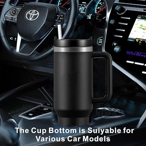 Miniatura 7 de Vaso de 40 onzas con asa, taza de viaje aislada de acero inoxidable para bebidas frías y calientes, automóvil, hogar, oficina, apto para