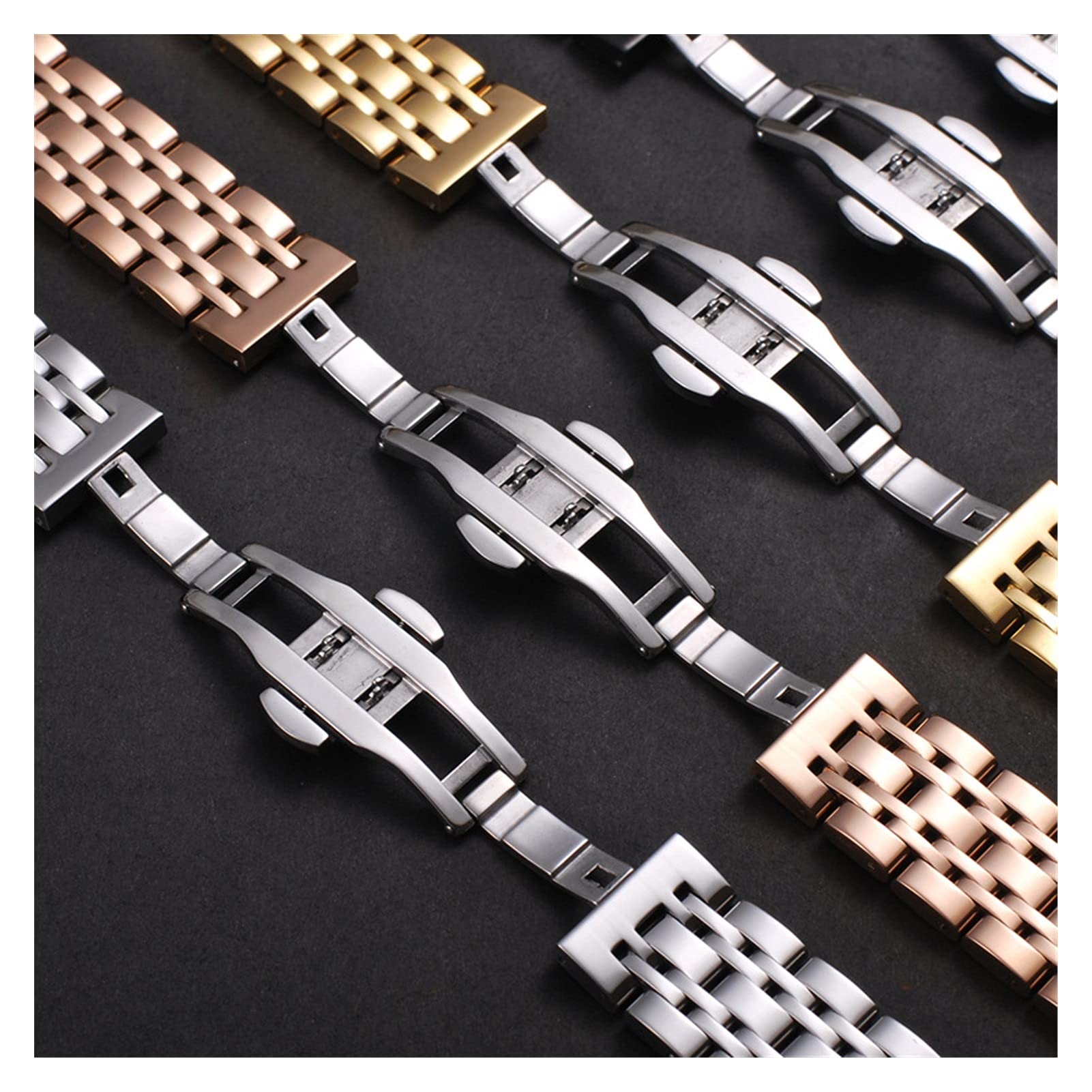 EKSED Uhrenarmband Atmungsaktives Edelstahlarmband aus Metall, austauschbares Armband mit Schnellverschluss aus Edelstahl 12 mm - 26 mm / 18 mm/Silber
