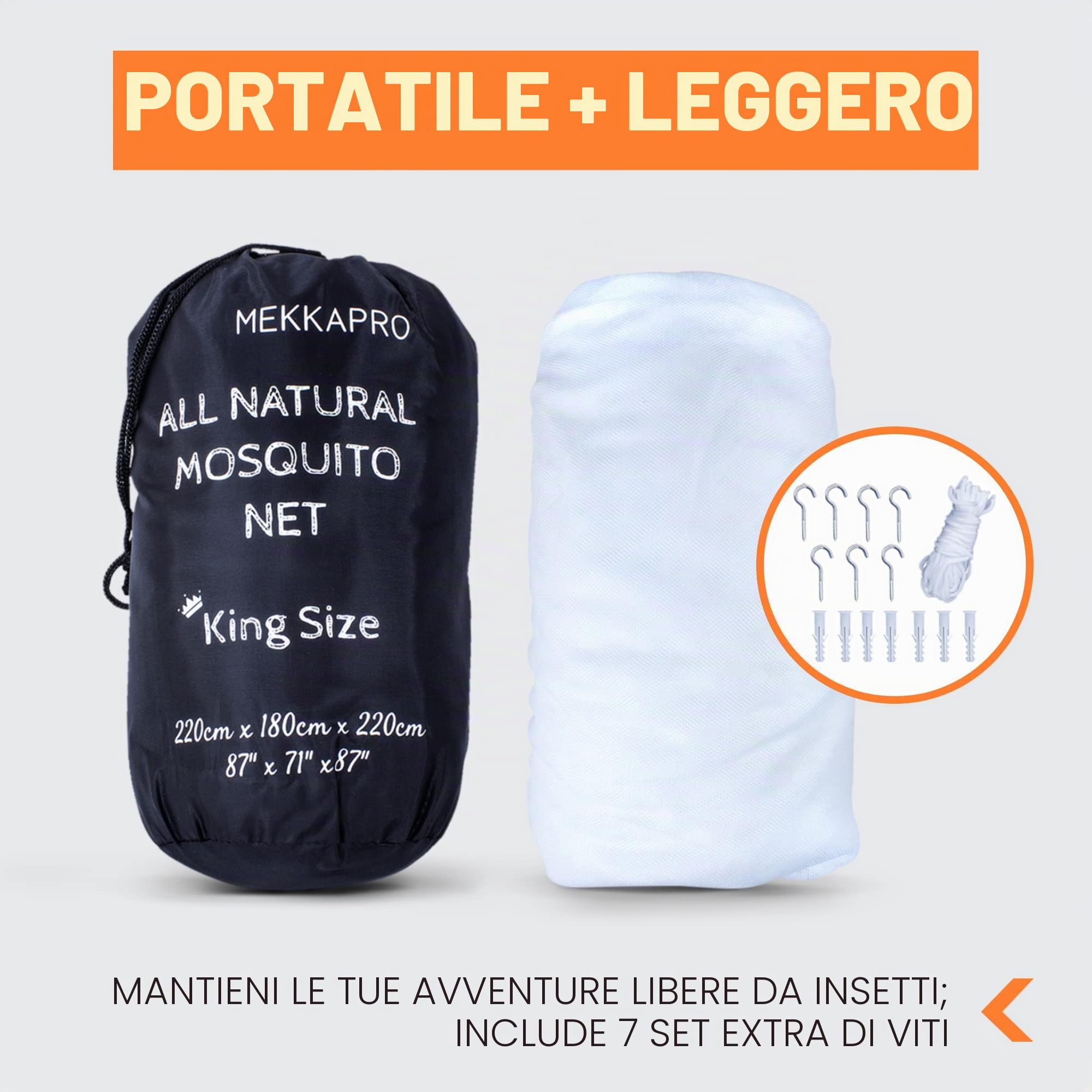 MEKKAPRO Zanzariera King Extra Large da Letto, Adatta a King Queen e Twin, Rete a Due Aperture | Tende da Letto a Baldacchino, Zanzariera Bianca