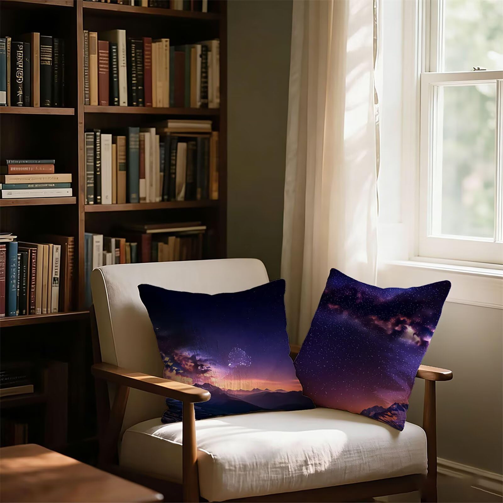 Housse de Coussin Canapé Ciel Nocturne 75x75cm Exterieur Impermeable Paysage Taie D'oreiller Décoratif Aesthetic Housse Coussin Decoration pour Chambre Sofa Jardin Balcon Terrasse Lot de 2. P-5459