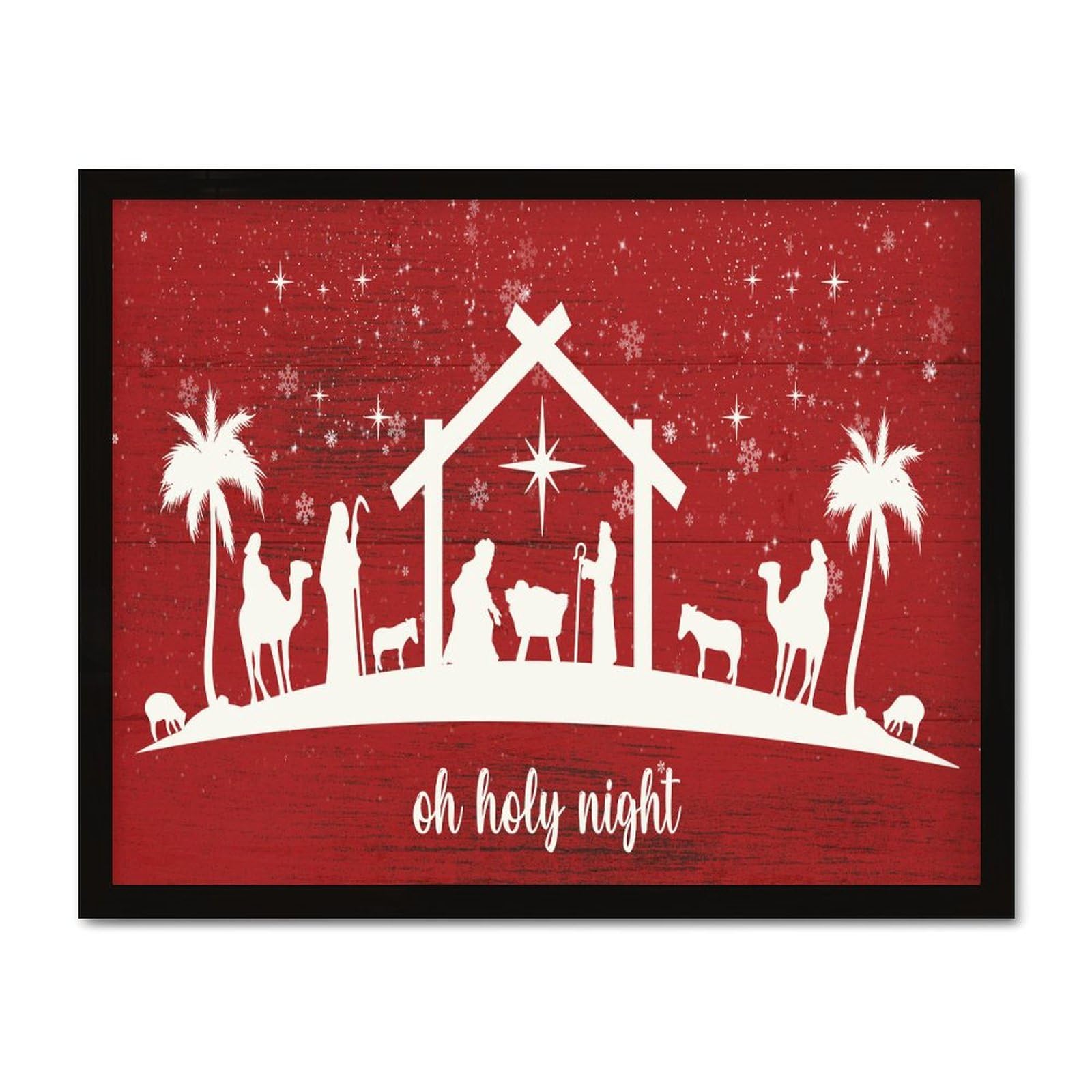 Cadeau chrétien idéal : panneau mural en bois Oh Holy Night pour familles