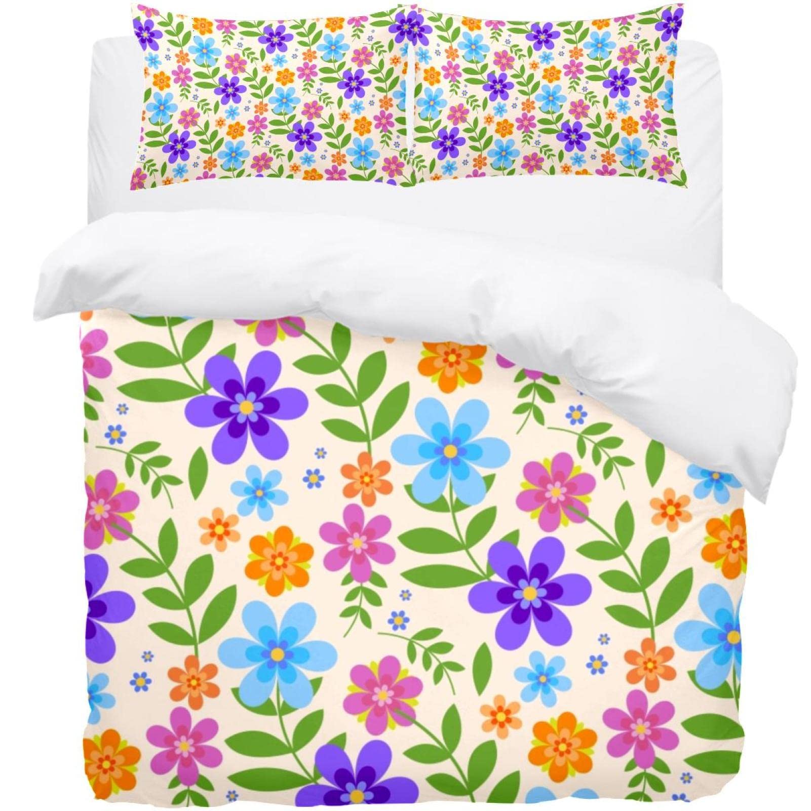 Parure de lit haut de gamme motif floral rétro | Housse de couette douce