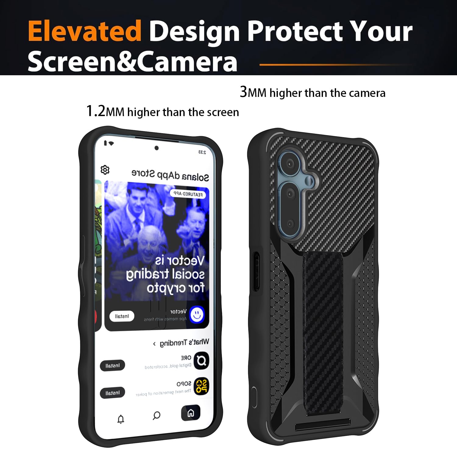 Amazon.com: bojioderf for Solana Seeker Case Compatible for Saga 2 Solana  Mobile Seeker Phone Case Cover [with Tempered Glass Screen Protector][ 2MM  Silicone + PC Hard Back Panel][Hand Bracket] Black : Cell