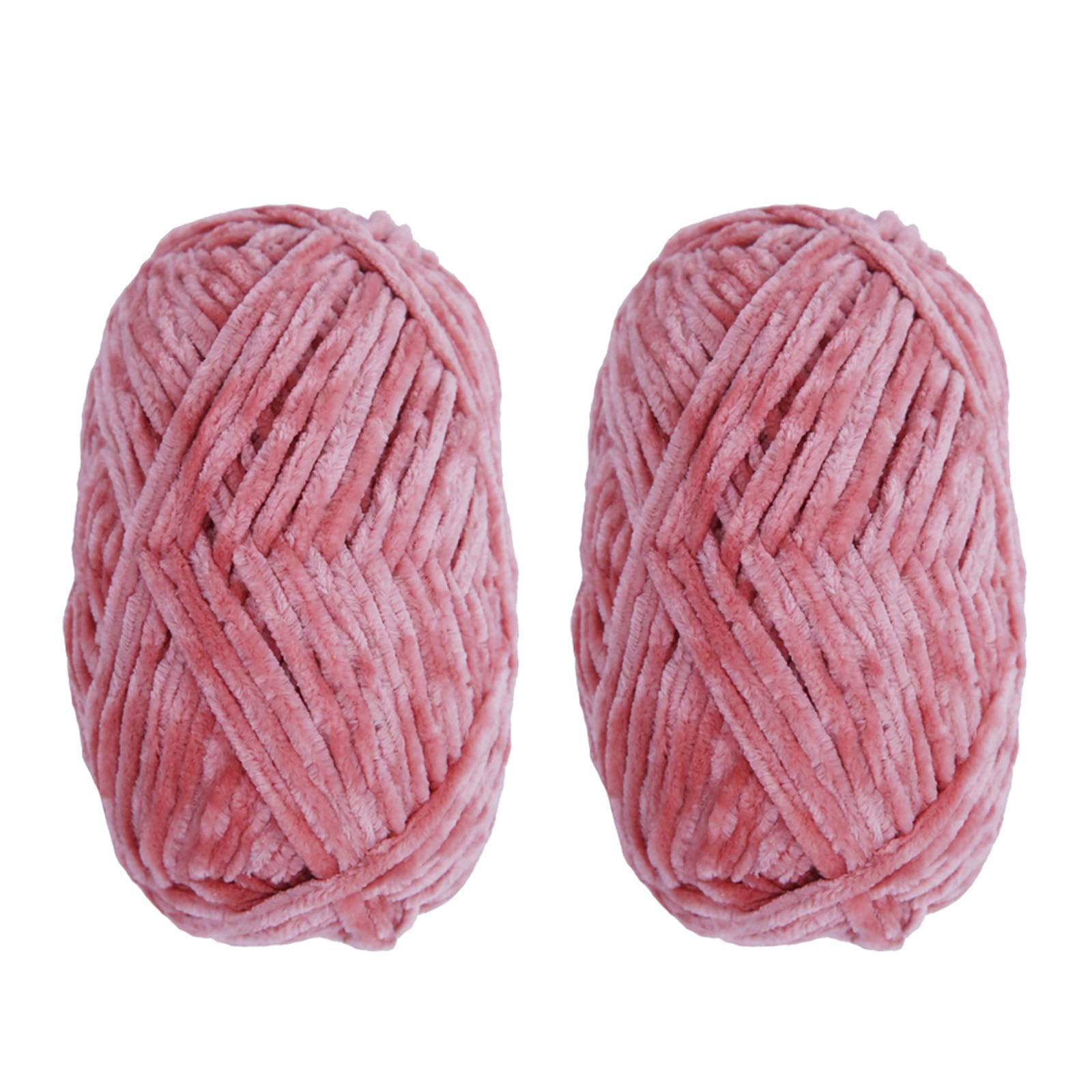 2x100gr Soft Velvet Chenille Blanket Yarn for Crocheting and Knitting Crochet Amigurumi Yarn Super Bulky (Skin Pink)